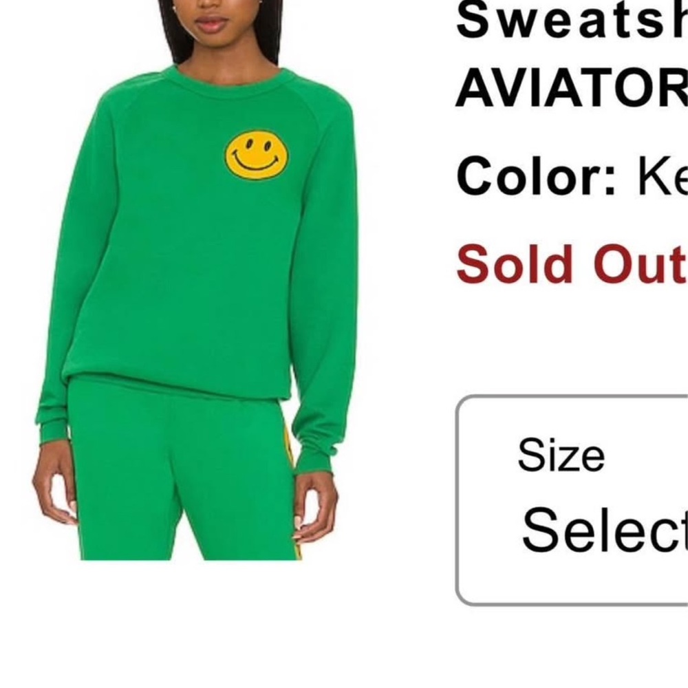 Aviator Nation Bright Green Smiley Women's crew neck and sweatpants
